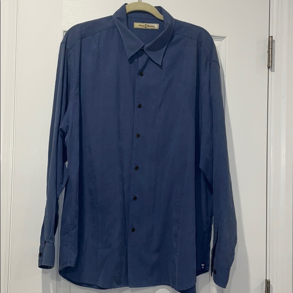 Tommy Bahama blue silk long sleeve shirt size XL